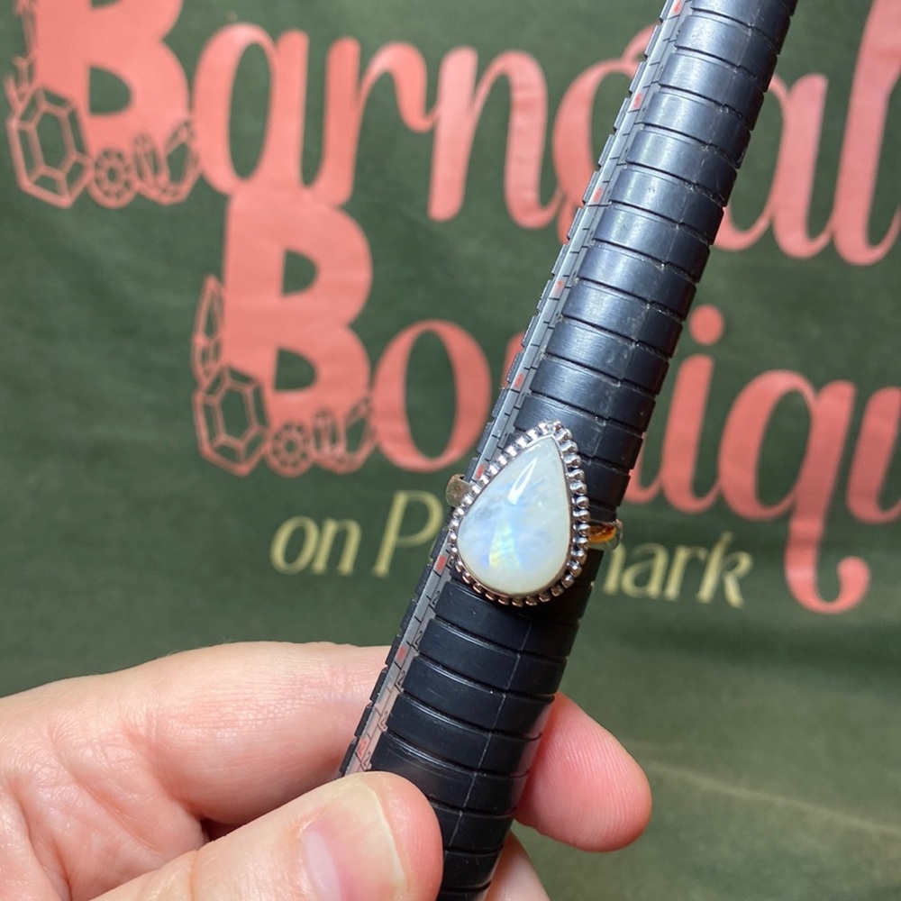 - Solid Sterling Silver Rainbow Moonstone Ring